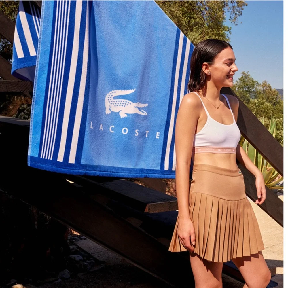 Lacoste BNWT Oki Striped Cotton Beach Towel